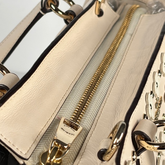 Coach Cream Beige Tea Rose Floral Studded Tote Bag shoulder bag - Picture 3 of 15